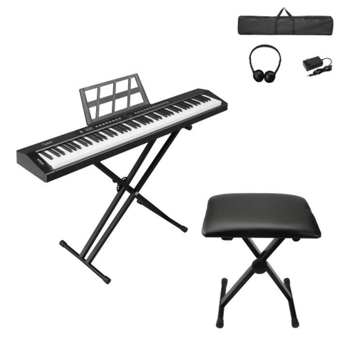 PACK PIANO - ALIGHTUP  - Piano numérique 88 touches claviers + X support + Tabouret,  pliant réglable