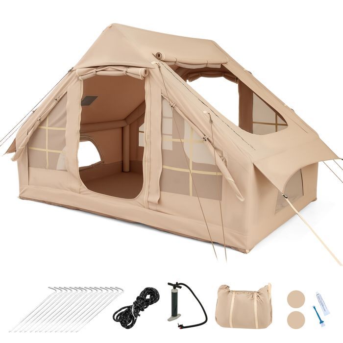 Tienda de campaña hinchable rápida COSTWAY para 4-6 personas - Bomba - 4 ventanas con mosquitera - 2 puertas - Bolsa de transporte - 3 x 2,1 x 1,97 m