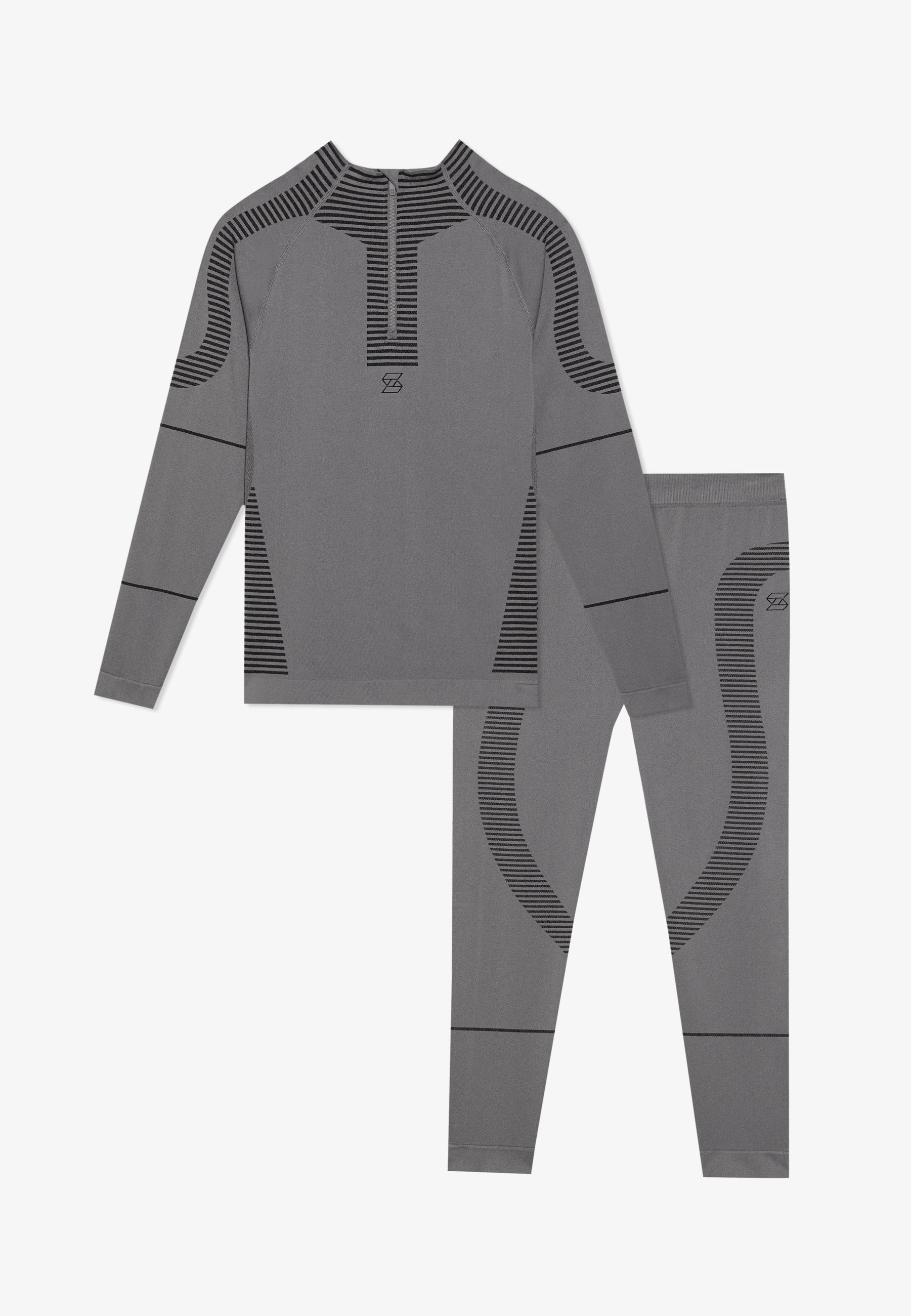 Completo sportivo termico senza cuciture Pier One Sport - Top e leggings - Top a maniche lunghe - grigio scuro