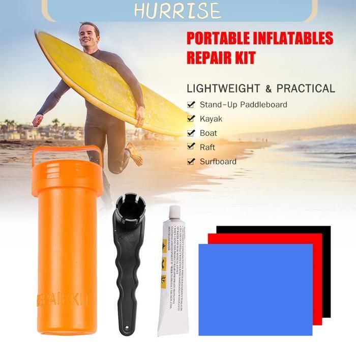 Kit di riparazione Tbest in PVC per gommoni, kit di riparazione con toppe in PVC e colla, accessori (vuoto), arancione