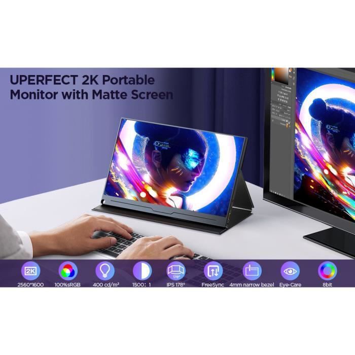 Écran portable UPERFECT J01 - 1600P 16 Pouces - FHD,100% sRGB - Noir