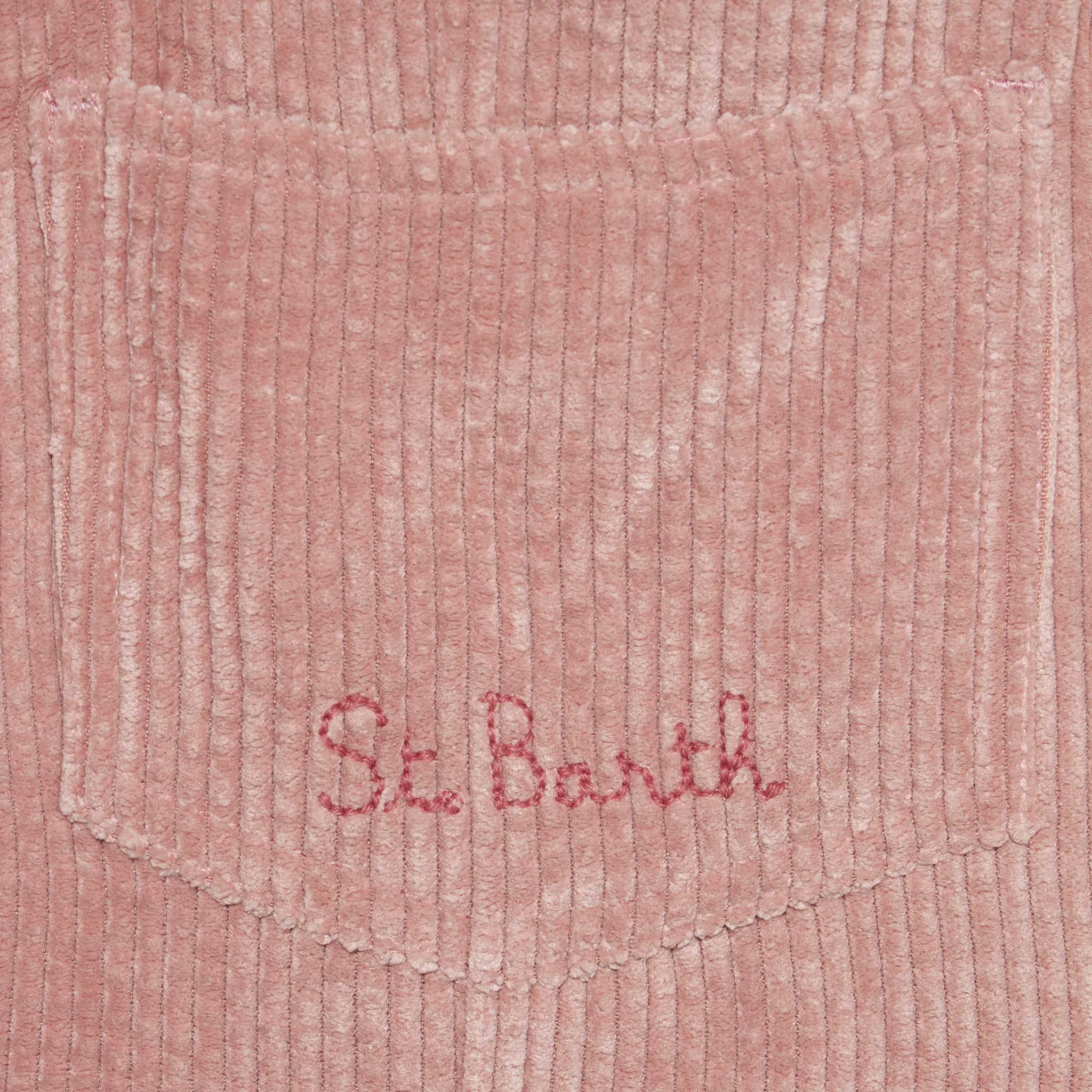 Rosa Cord-Overall für Mädchen mit St.-Barth-Stickerei