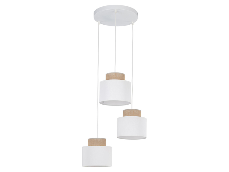 Lampa wisząca Duo White 3-punktowa 110 cm tkaninowa biała
