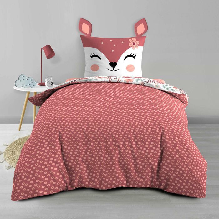 Copripiumino reversibile per bambini BICHETTE – 140 x 200 cm – 100% cotone – 42 fili