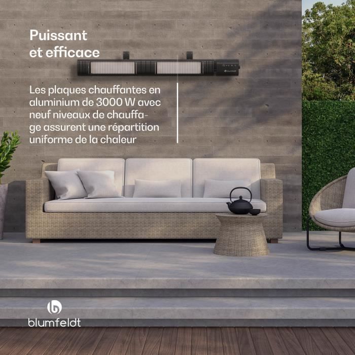 Riscaldatore da esterno - BLUMFELDT - Gold Bar Slim - 3000 W - WiFi - IP65 - Controllo touch