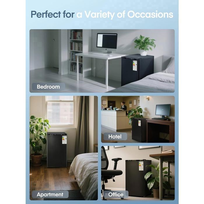 FOHERE Frigo Congélateur Compact 90L Porte Réversible Réglable et Silencieux Idéal pour Bureau Appartement ou Chambre