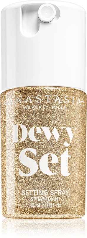 „Anastasia Beverly Hills Dewy Set“ fiksuojamasis purškiklis, mini švytintis veido dulksna