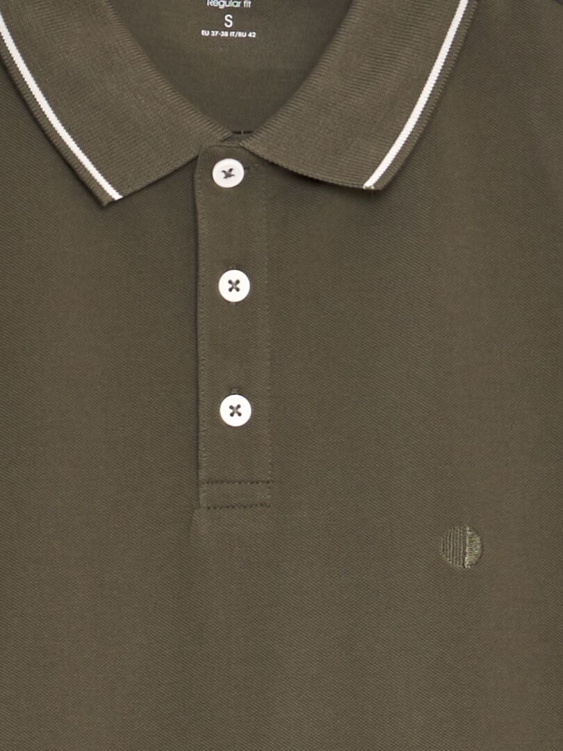 Koszulka polo z bawełnianej piki – KHAKI