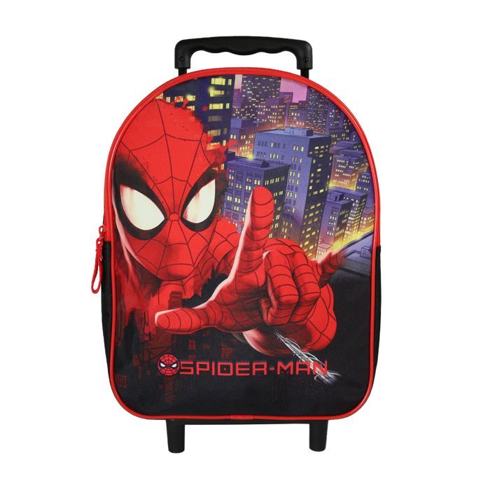 Bagtrotter - Spider-Man - Rolling School Backpack - Black - 1 Zipped Compartment - Padded Shoulder Straps -...