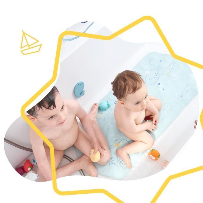 Tappetino da bagno antiscivolo Badabulle XXL con indicatore di temperatura, lungo 91 cm.