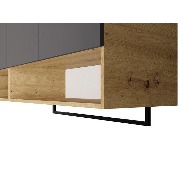 Meubles de buanderie pour machine à laver avec plan de travail - L182 cm -  Anthracite et naturel clair - NATAJI