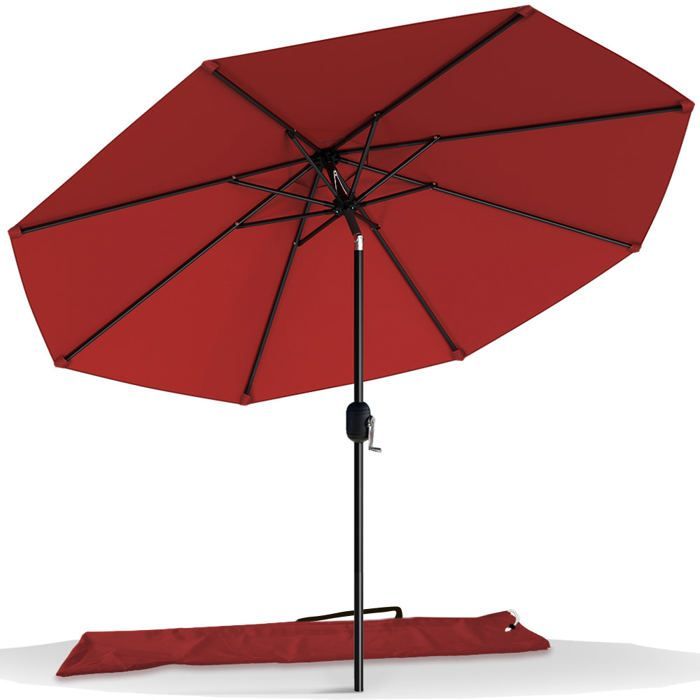 Sombrilla inclinable VOUNOT® Ø 2,7 x H 2,4 m Roja - Tejido resistente a los rayos UV e impermeable - Funda protectora