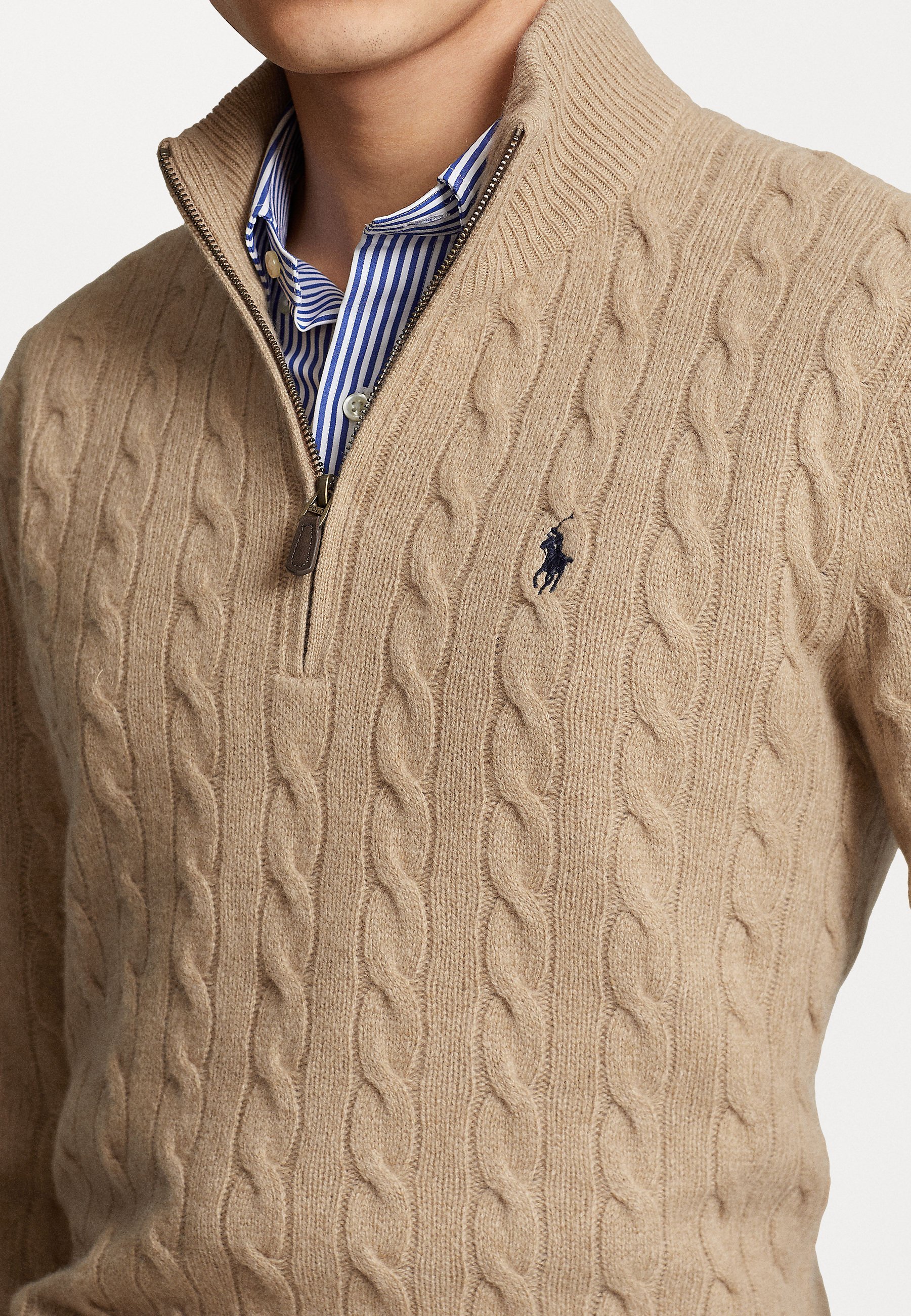 Maglione Polo Ralph Lauren in lana e cashmere a trecce - Maglione - cammello mélange