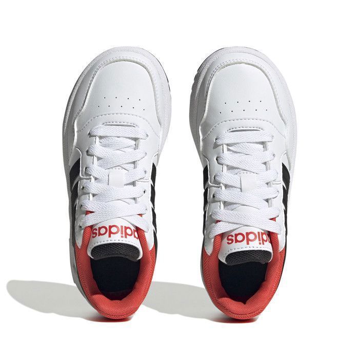 Chaussures basses en cuir ou simili Hoops 3.0 K - Adidas - Garçon - Blanc