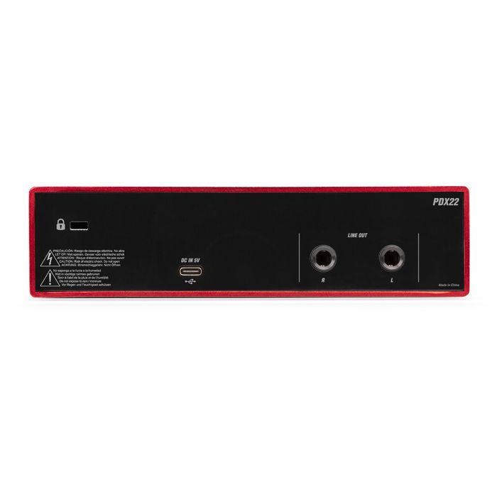 Interface de áudio USB Power Dynamics PDX22 - Alimentação fantasma de 48V, cabo USB-C incluído, 2 entradas para microfone/instrumento