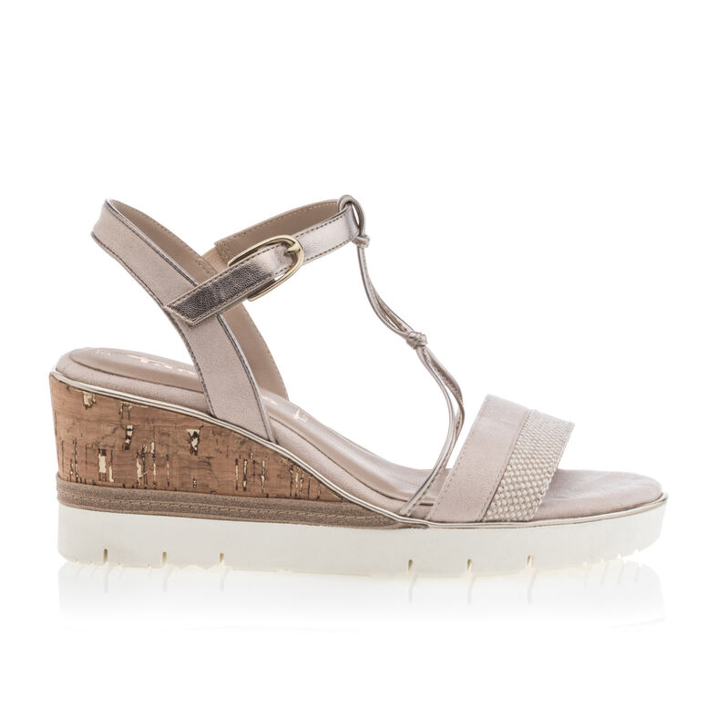Beige sandaler / skor med öppen tå för kvinnor