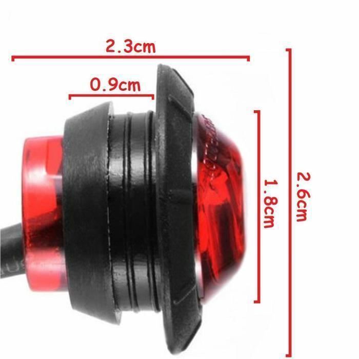 Juego de 10 luces LED rojas empotrables de 24 V para posición trasera (3/4 de pulgada) para camiones, caravanas, chasis, remolques y autocaravanas.