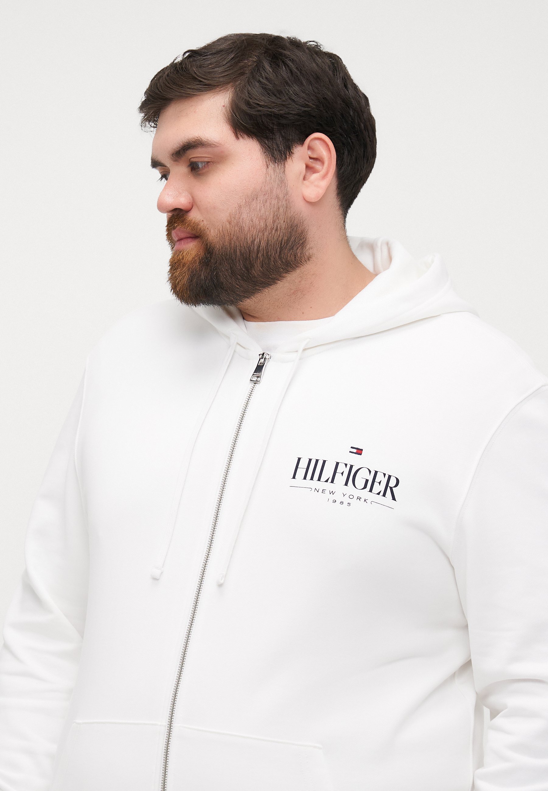Tommy Hilfiger STACKED HOODED ZIP - Kapuzenpullover mit Reißverschluss - weiß
