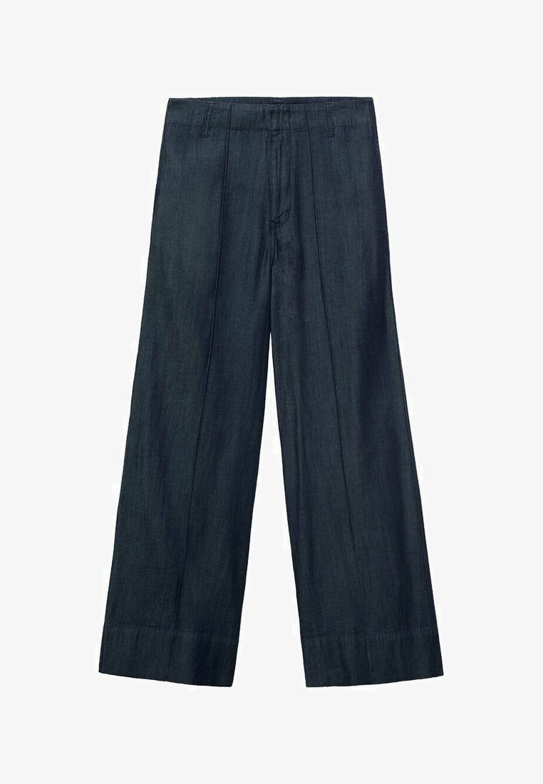 Mango MIT ZIERNÄHTEN - Pantalon large - bleu