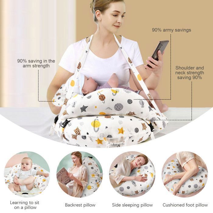 Almohada de lactancia 3 en 1: almohada pequeña multifuncional con correa ajustable para la cintura y funda extraíble.