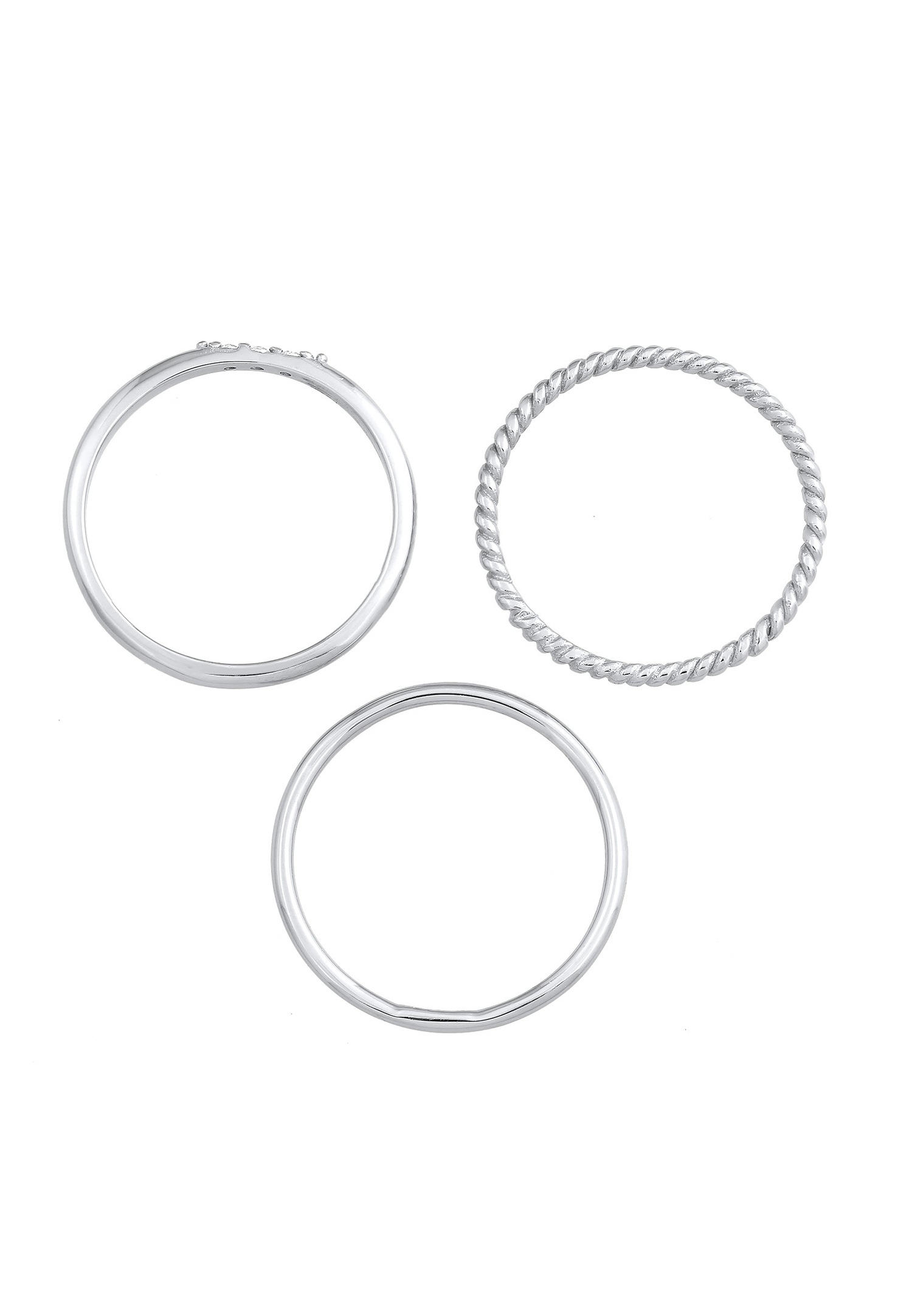 Elli Femmes Empilement Basique Set de 3 avec Cristaux de Zirconium en Argent Sterling 925