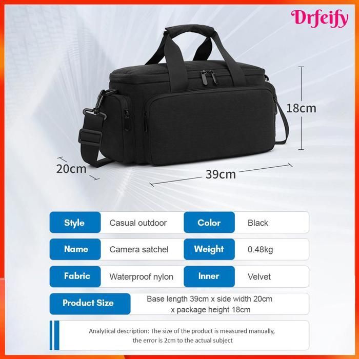 Akozon sac pour appareil photo reflex numérique Sac pour appareil photo Sac à bandoulière pour appareil photo de optique sac Noir