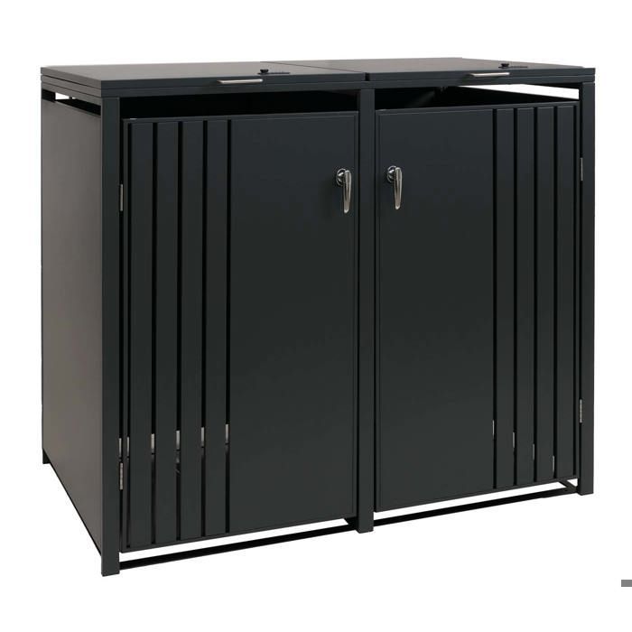 Caja para 2 contenedores - DÉCOSHOP26 - 04_000 - 122x132x84 cm - Acero galvanizado con recubrimiento en polvo - 80–240 L, con cerradura