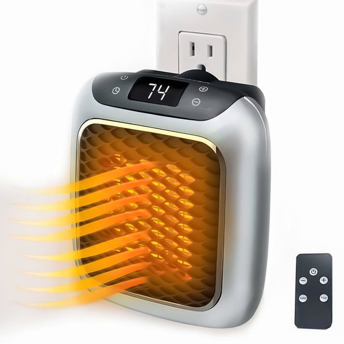 Chauffage soufflant intelligent en céramique 800 W, chauffage électrique avec prise murale, avec thermostat à distance