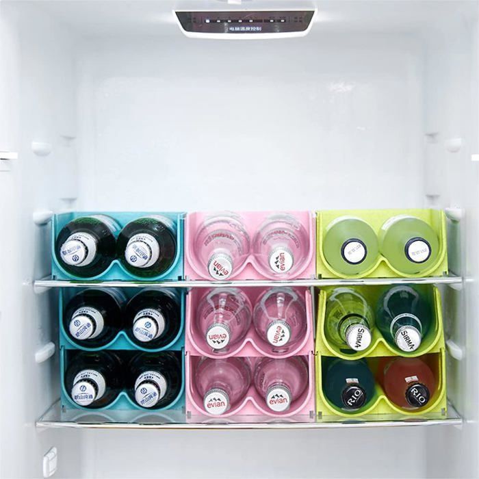 Botelleros apilables, 3 piezas, refrigerador de cerveza de plástico, botellas de agua independientes, 3 colores