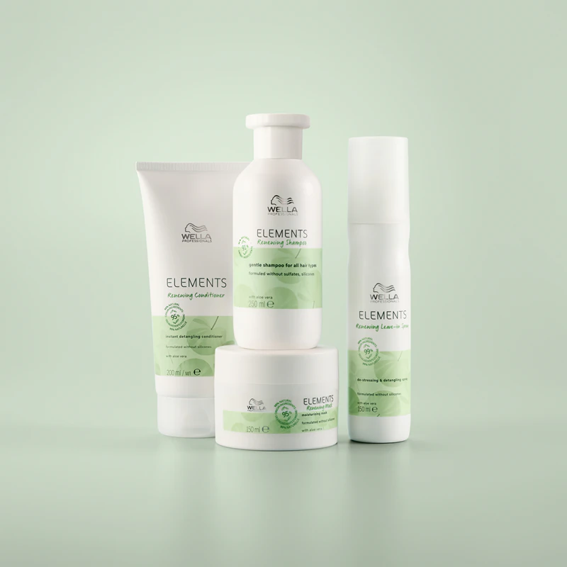 Shampoo Wella Professionals Elements Renewing Hair Repair para todos os tipos de cabelo.