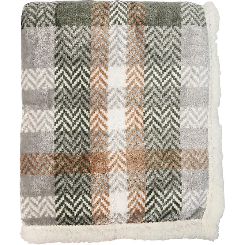 Sherpa deken voor thuisgebruik, 130x160 cm, geruit beige.