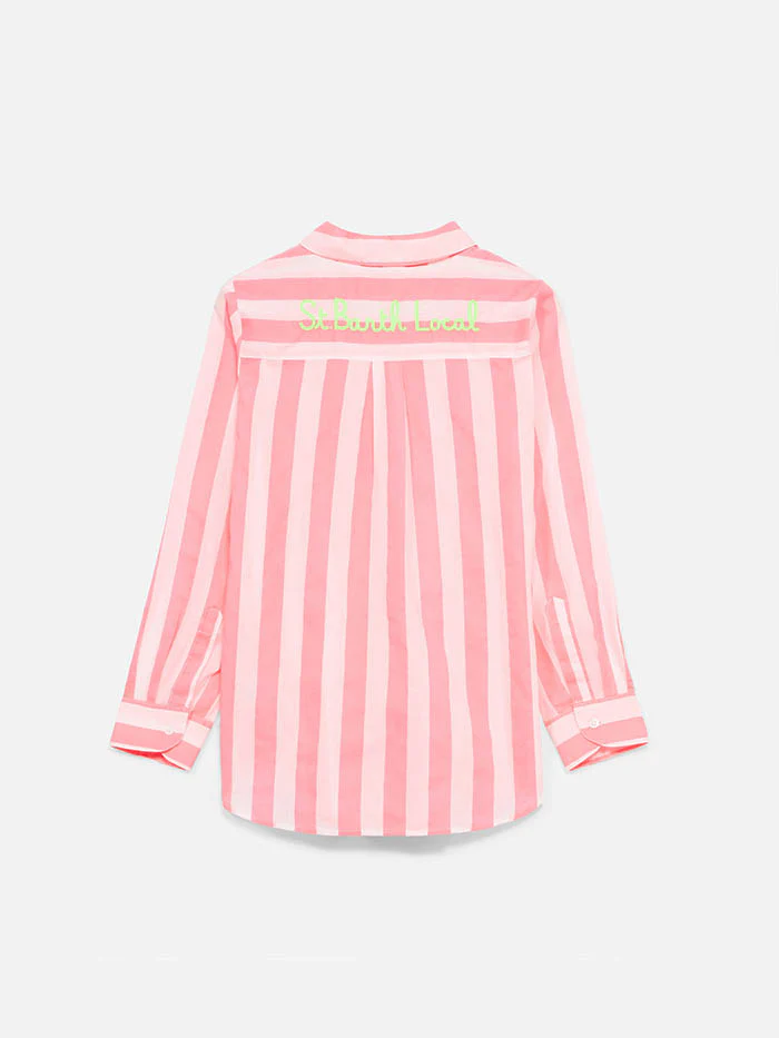 Brigitte gestreept minishirt met lokaal St. Barth-borduurwerk
