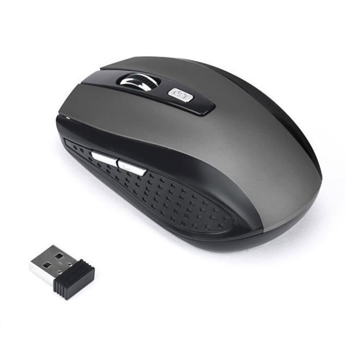 Souris sans fil pour PC portable - Gamer - Gris - 2.4GHz - 6 touches