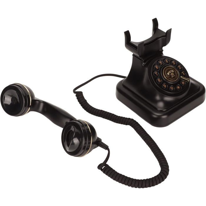 Teléfono fijo retro - SUTEO - Marcación giratoria antigua - Control de volumen - Rellamada rápida
