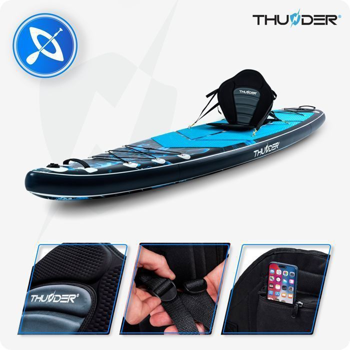 THUNDER® BLUET 365 cm Paddleboard | Inflatable | Non-slip | Backpack | Complete Accessories | Repair Kit