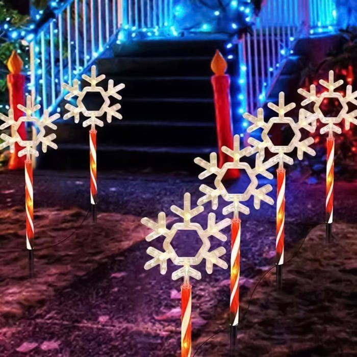 Luzes solares de jardim para uso externo - 5 peças de luzes solares de Natal em formato de floco de neve | Lâmpadas LED à prova d'água
