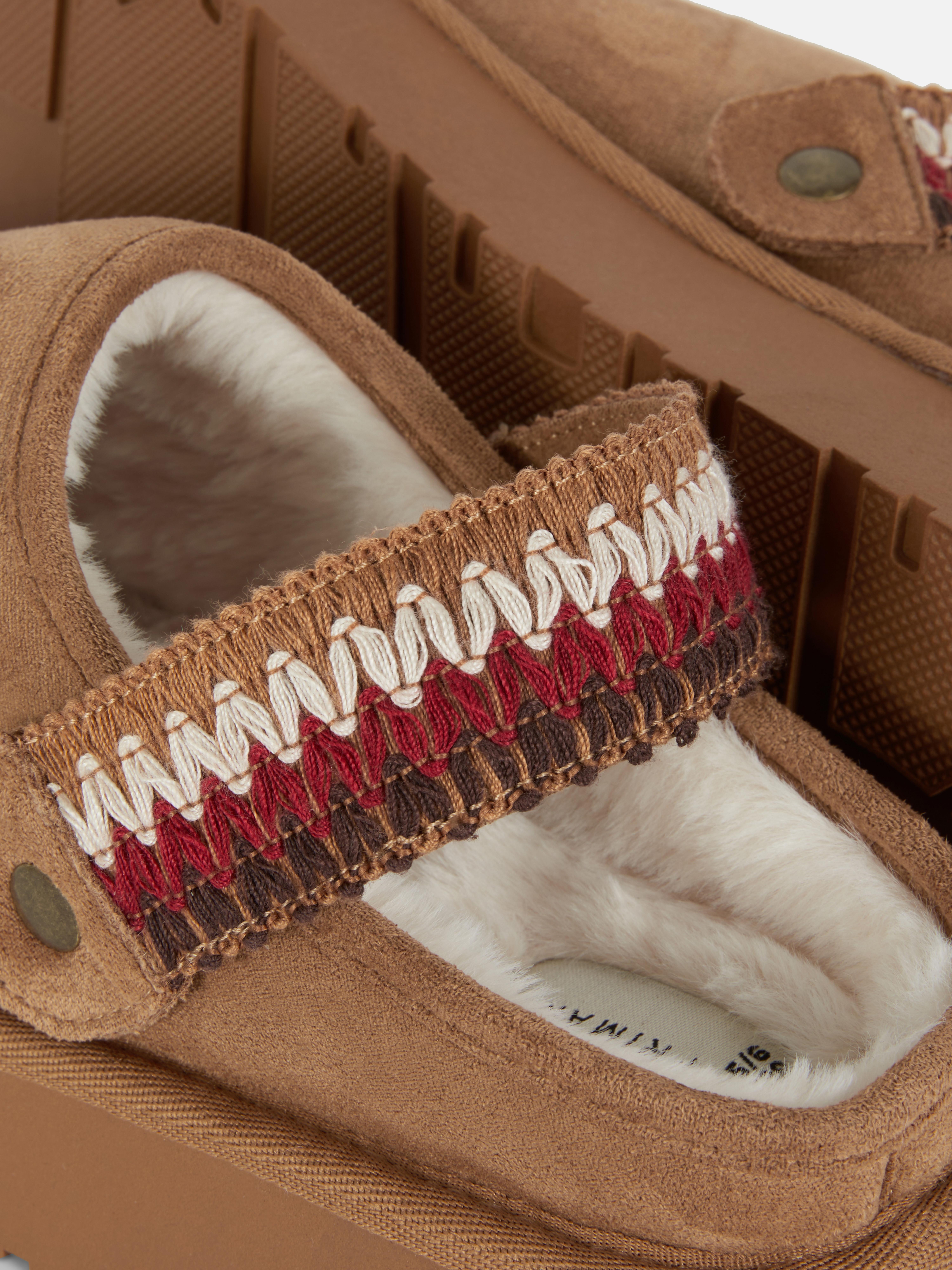 Gefütterte Clogs Clogs mit Fersenriemen, flauschigem Futter und dicken Sohlen