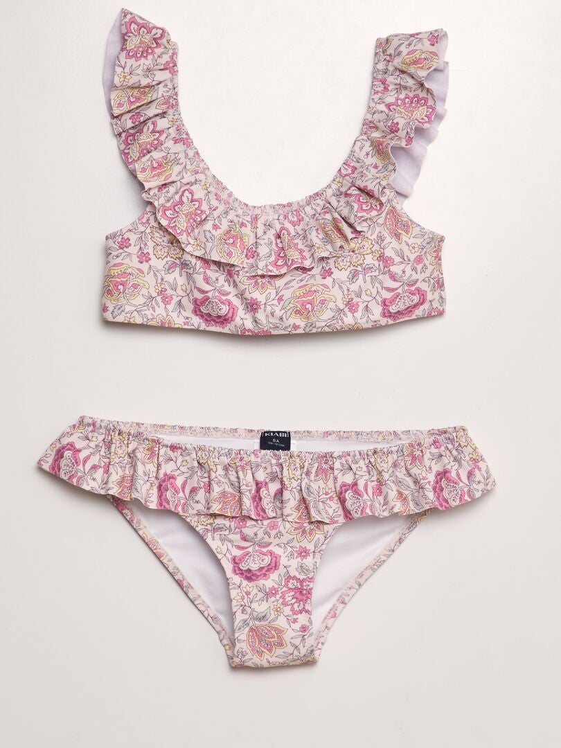 Maiô com estampa tropical - 2 peças - ROSA