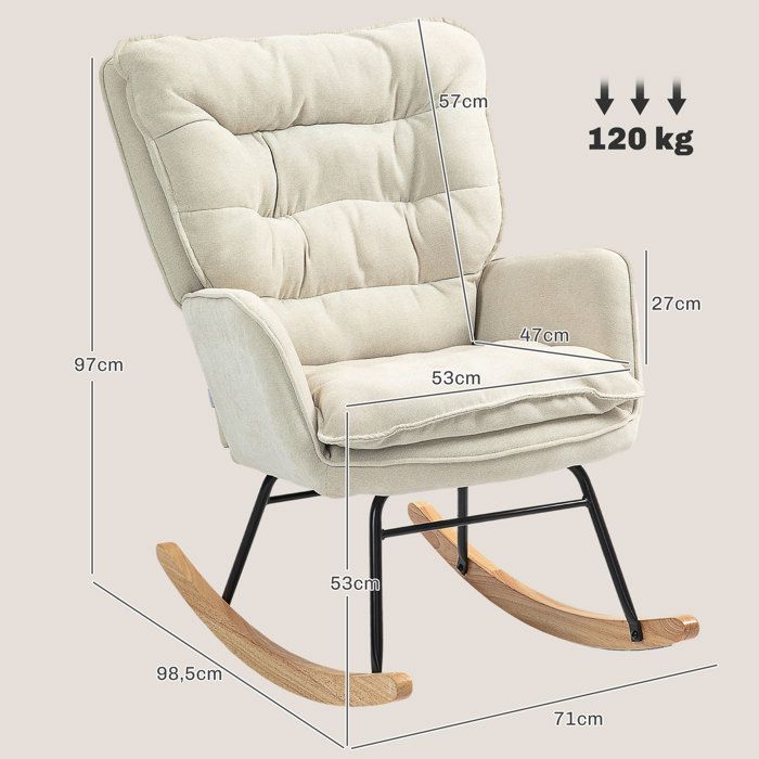 Plaque épaissieFauteuil à bascule Fauteuil à accoudoirs, fauteuil d'allaitement avec aspect chenille, fauteuil à bascule jusqu'à 1