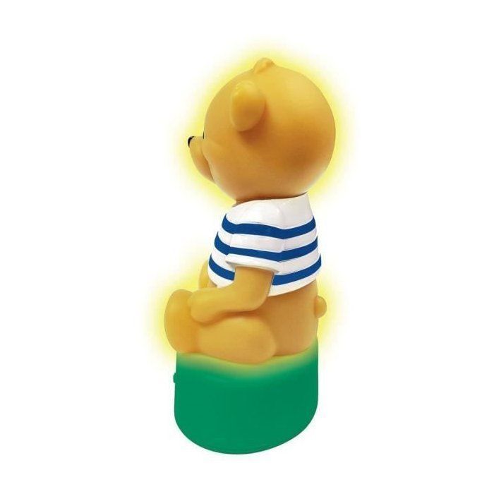 3D-Teddybär-Geschichtenuhr mit Nachtlicht, Musik und Farbwechsel, 17 cm (Französisch)