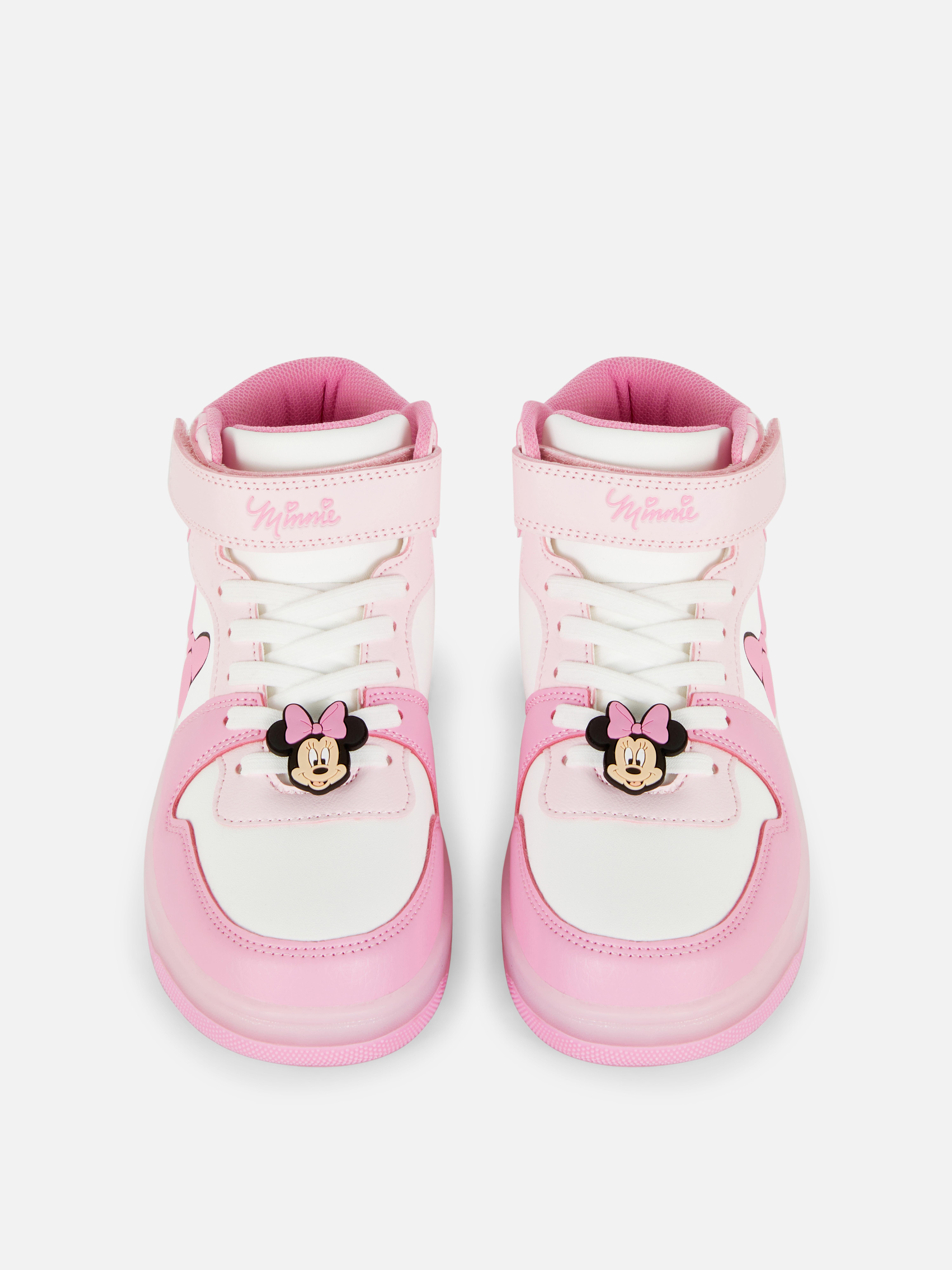 Teniși înalți Disney Minnie Mouse în culori neon. Teniși înalți care se aprind, cu Minnie Mouse de la Disney.
