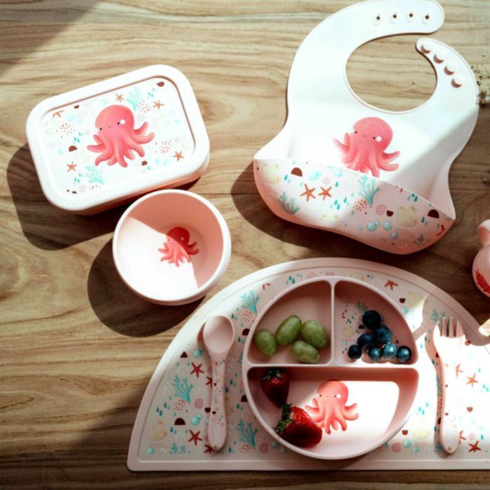 Sassi Junior - Bavoir en silicone Slurpy la pieuvre