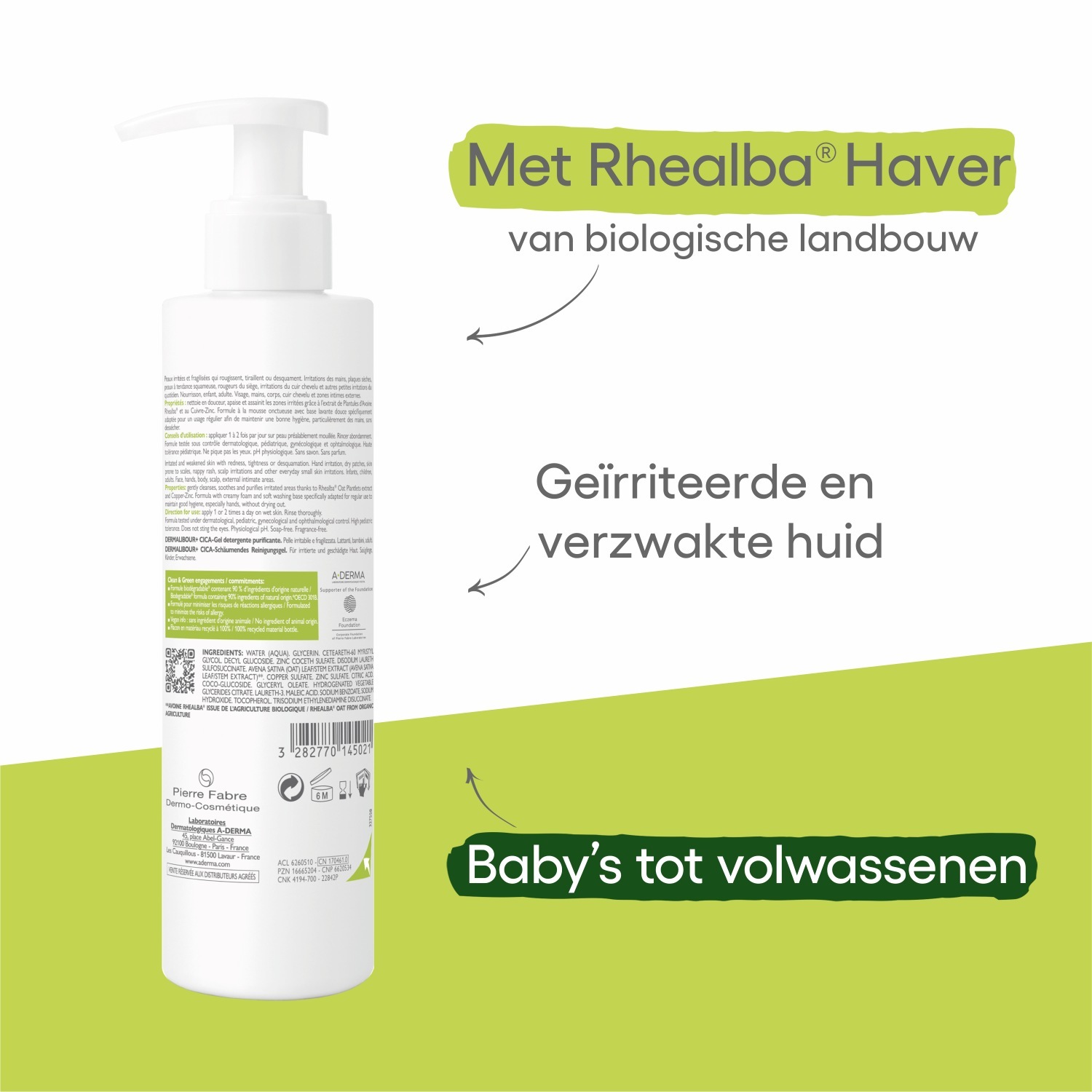 A-DERMA čistiaca pena na tvár Dermalibour+ penivý gél Cica - 100 ml