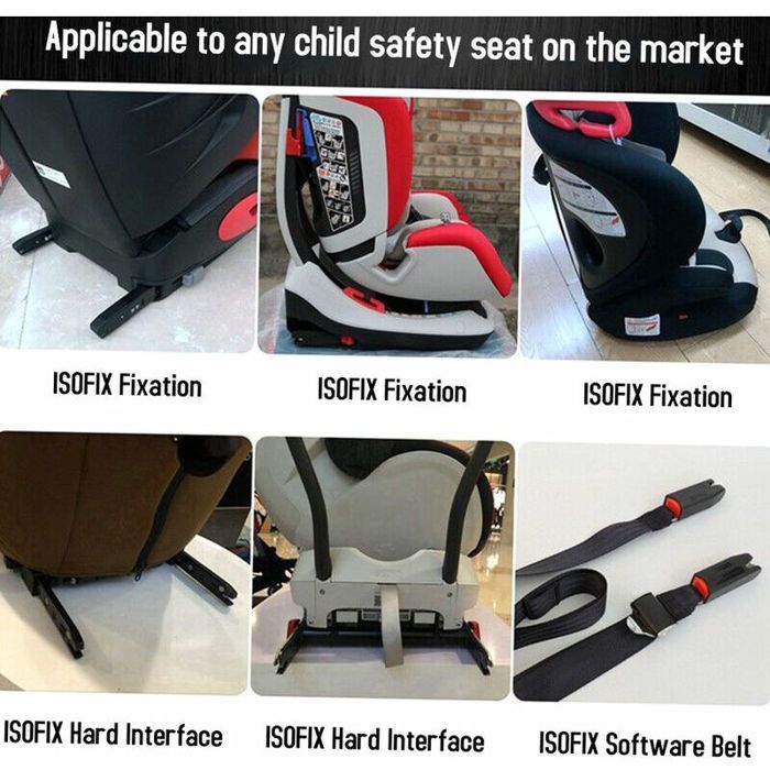 Kit de ancoragem universal para fixação de cinto de segurança infantil em cadeirinhas de carro com conector Isofix, preto