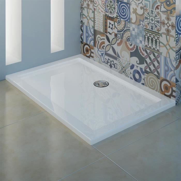 Base de duche retangular em acrílico, modelo Flower UltraSlim - Flower - 90x120x4 cm - Branca - Extra plana
