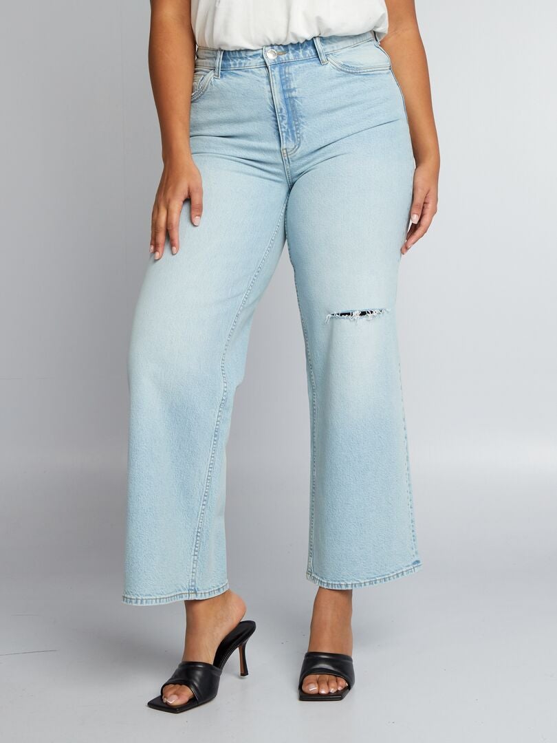 Calça jeans de perna larga - AZUL