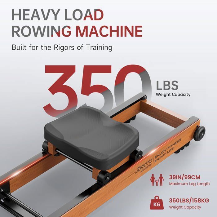 Opvouwbare waterroeimachine - JOROTO - MR280PRO - Massief eikenhout - 15L tank - Bluetooth-monitor (Kinomap)