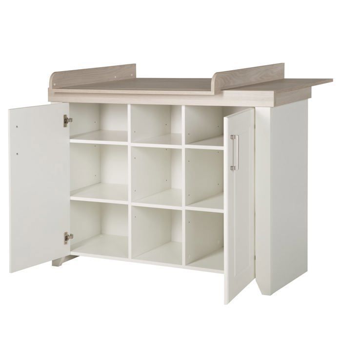 Commode à Langer ROBA Felicia - 2 Portes, 3 Niches - Blanc - Aspect Bois
