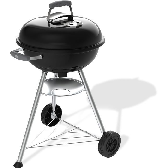 Barbecue a carbone Weber Compact Kettle - Diametro 47 cm - Acciaio smaltato - Valvola di sfiato - 6 coperti - Nero