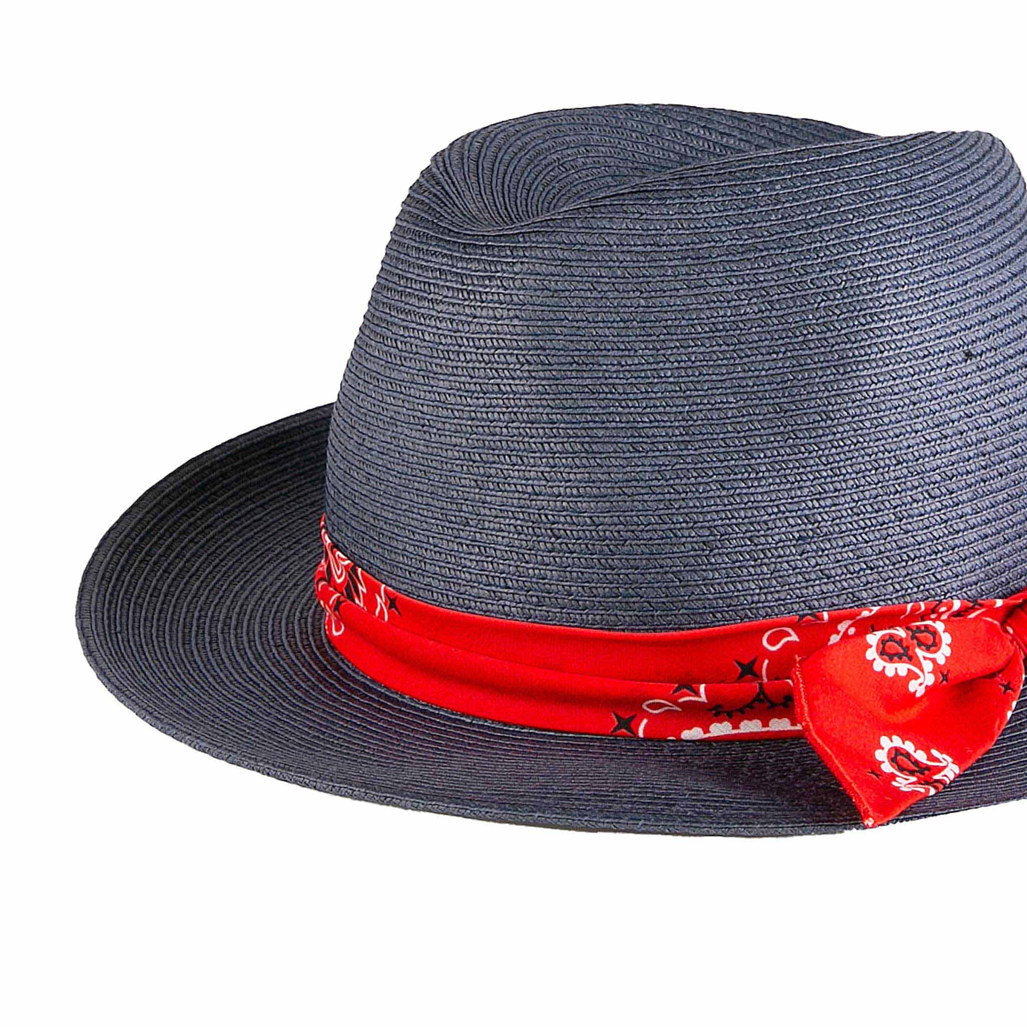 Blue Jeans Paper Fiber Hut mit Bandana Print Band